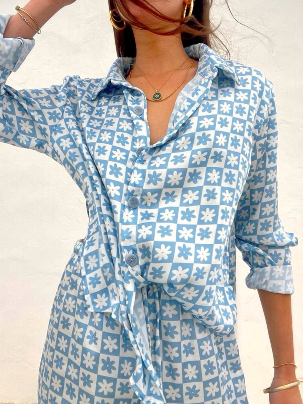 $98 Lisa Says Gah Monogram Buttoned Shirt Blouse Size Xs-M